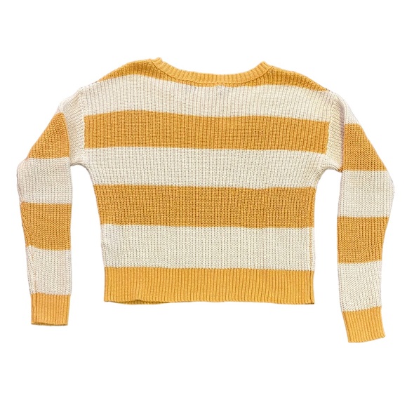 American Eagle Striped Long Sleeve Sweater | Yellow & White | Women's XS - Picture 7 of 10